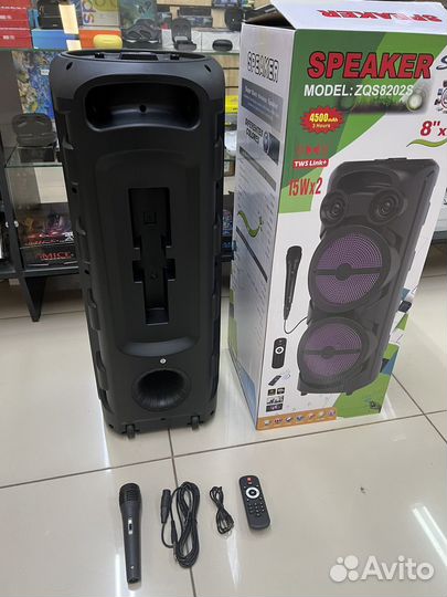 Колонка блютус большая мощная с караоке ZQS8202s