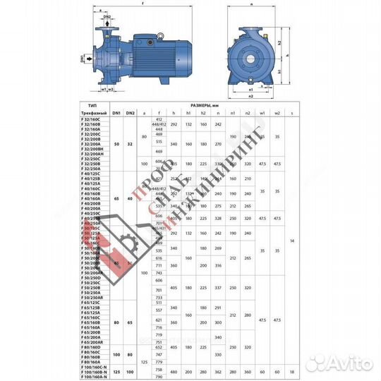 Насос F 65/125 A PN10 3х400В/50 Гц Pedrollo 4FN651