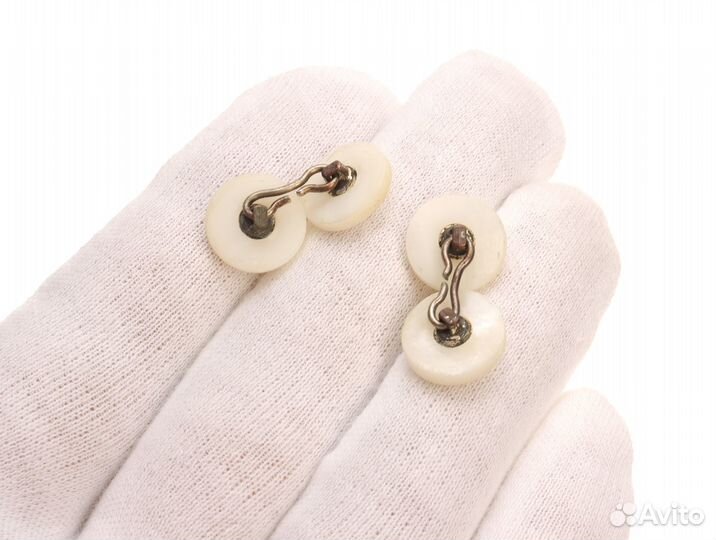 Двойные Запонки Перламутр США Винтаж