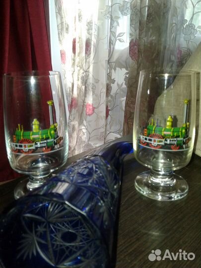 Посуда СССР, хрустальный рог для вина, фужеры