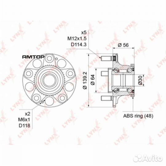 Lynxauto WH1229 Ступица колеса зад прав/лев