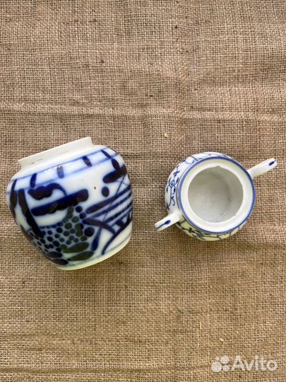 Антикварная ваза и сахарница фарфор