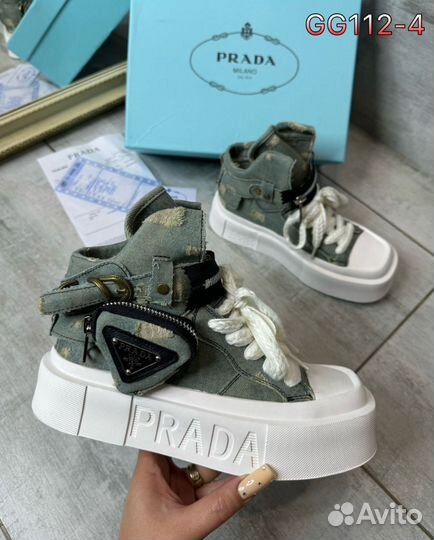 Кеды высокие prada текстиль