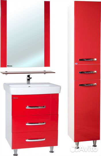 Шкаф-пенал Bellezza Рокко 35 красный с бельевой ко