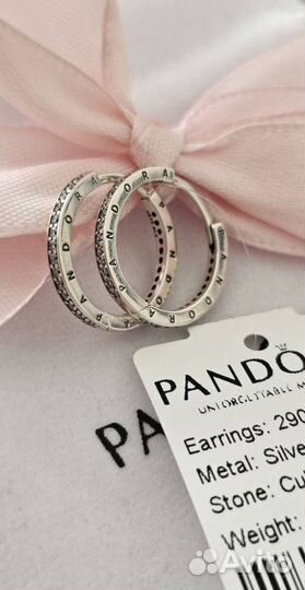 Pandora серьги Логомания Оригинал