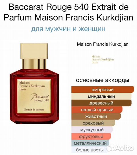 Духи мужские Baccarat Rouge 540 Extrait De Parfum