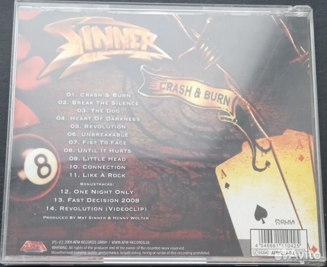 Cd sinner - crach & burn