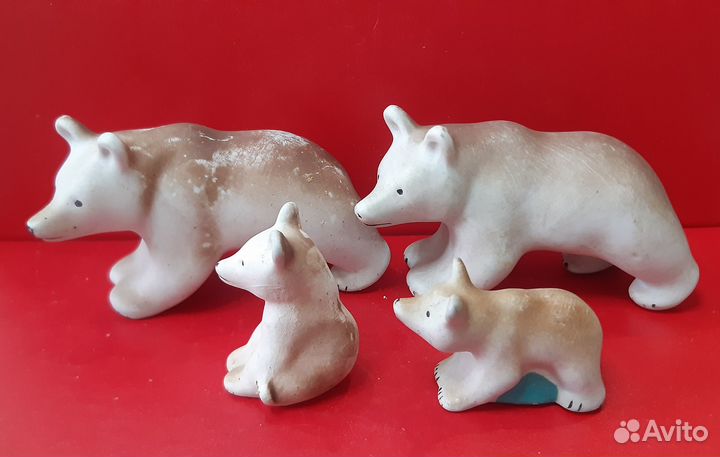 Фарфоровая композиция Медведи. Гжель 50-е