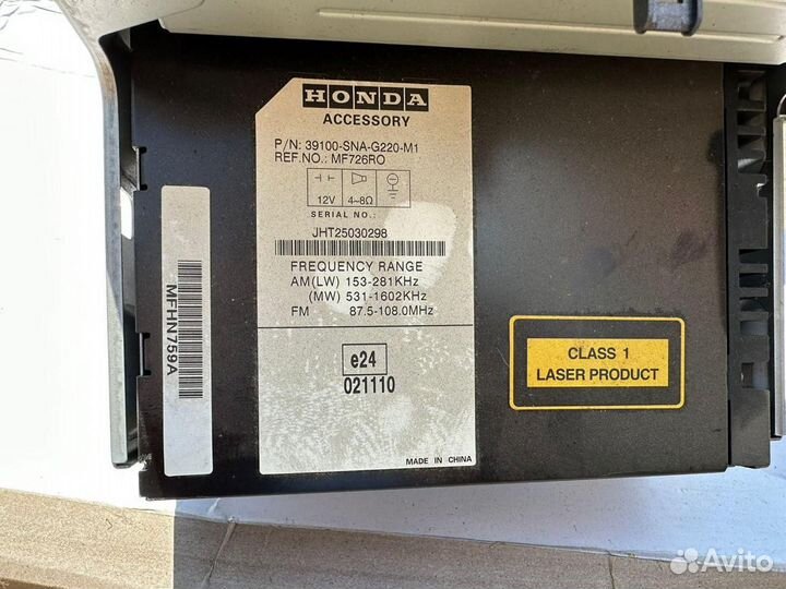 Штатная магнитола Honda civic 4d
