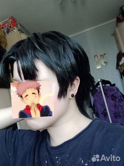 Парик черный короткий