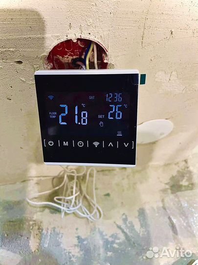 Умный терморегулятор черный для теплого пола WiFi