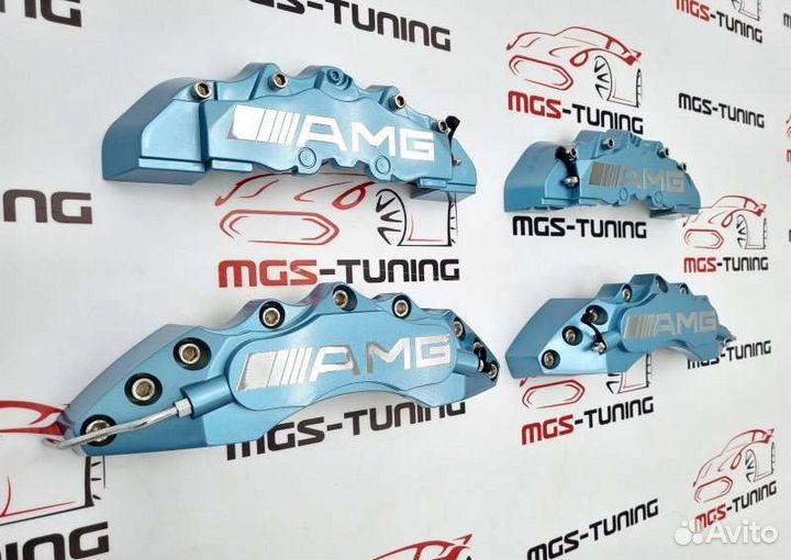 Накладки на суппорта AMG синие Mercedes Benz