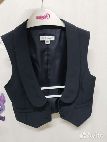 Жилетка школьная синяя на девочку 128
