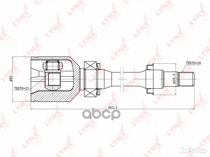Шрус внутренний перед прав/лев CI7500 lynxauto
