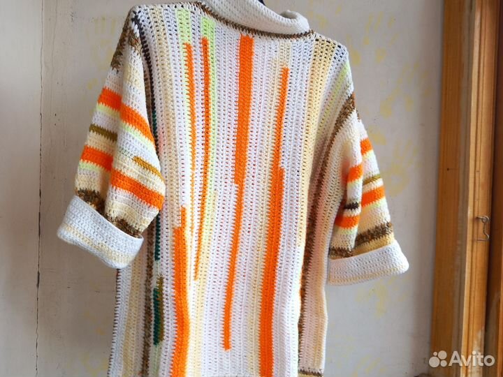 Авторский свитер-пончо Яркие полоски