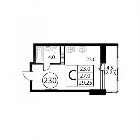 Квартира-студия, 29,3 м², 7/12 эт.