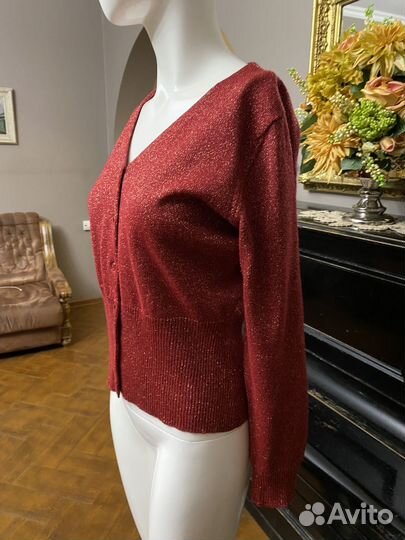 Кардиган s Lalique бордовый с люрексом шикарный