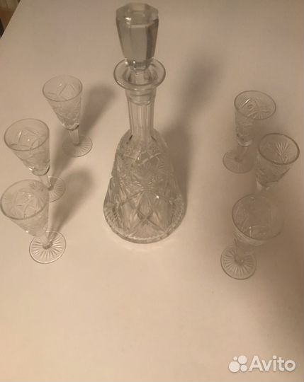 Графин хрустальный СССР рюмки, 6 стопок
