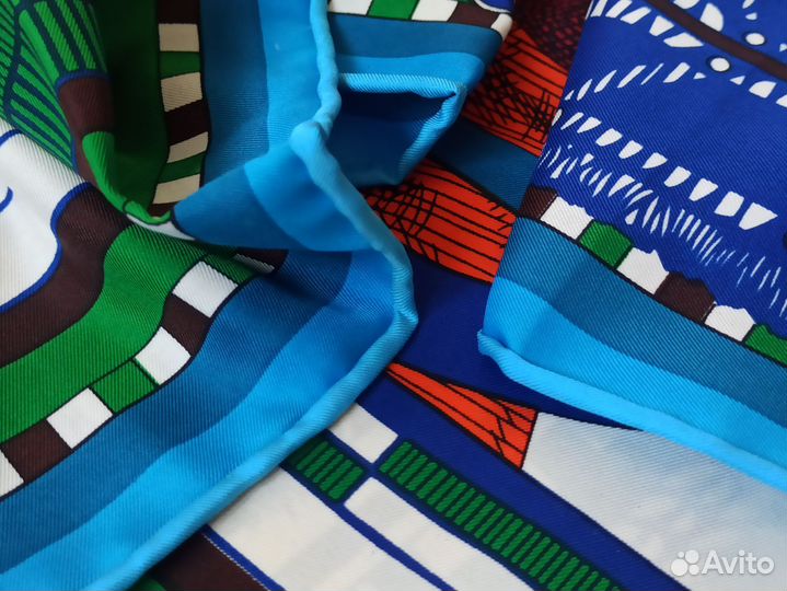 Шелковый платок Шаль Hermes ручной шов