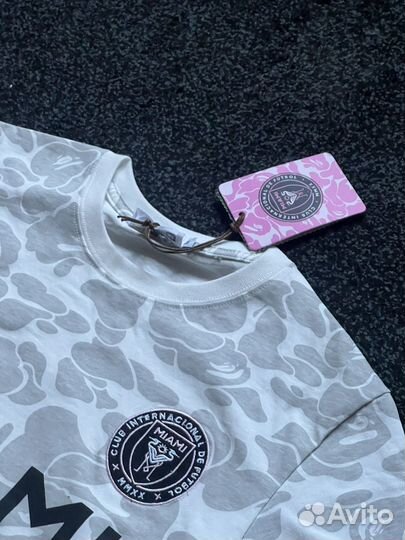 Футболка bape x inter miami белая серая