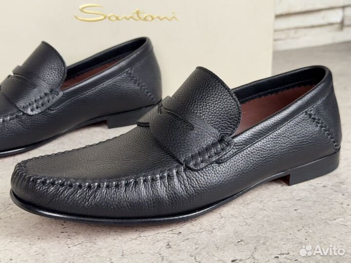 Мужские кожаные мокасины Santoni