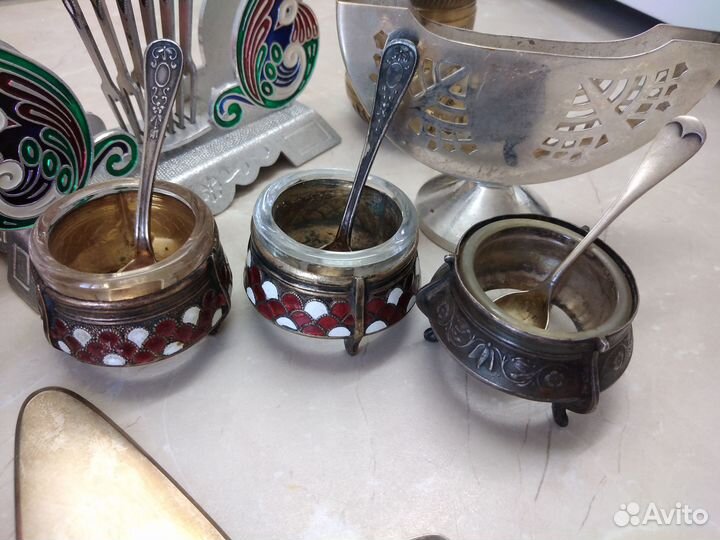 Рюмки, лопатки, солонки, ложки СССР. Мельхиор