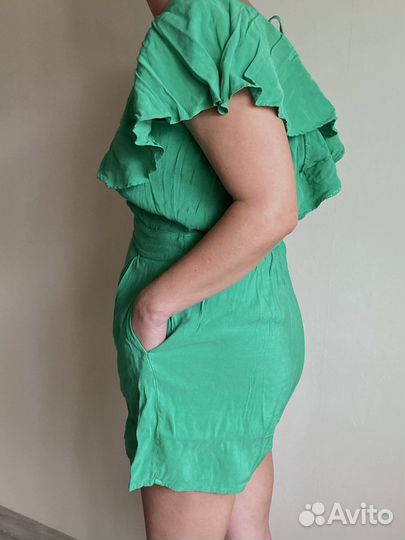 Летний льняной комбинезон с шортиками