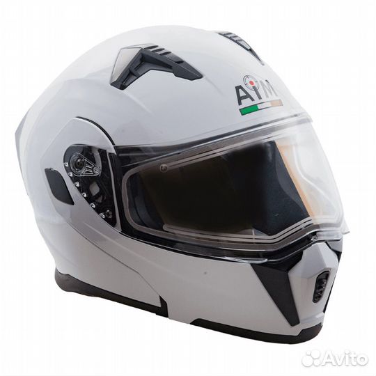 Шлем снегоходный AIM JK906 white glossy (эп)