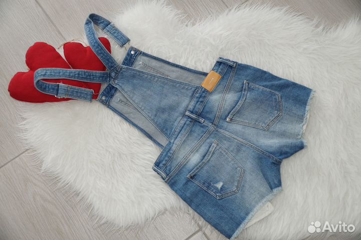 Джинсовый комбинезон шорты H&M 152