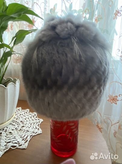 Шапка новая вязаная из кролика «рекс»