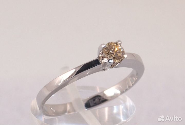 Кольцо с оранжево-желтым сертифицированным брилом