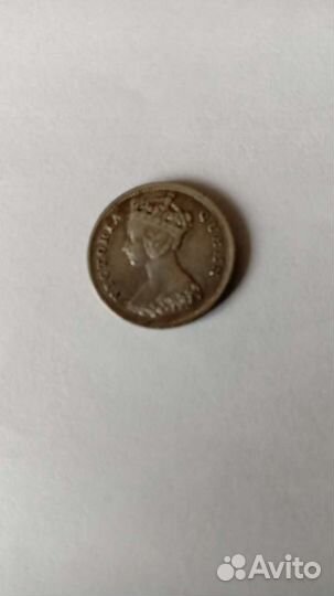 Монета 10 центов 1899 год Гонконг серебро
