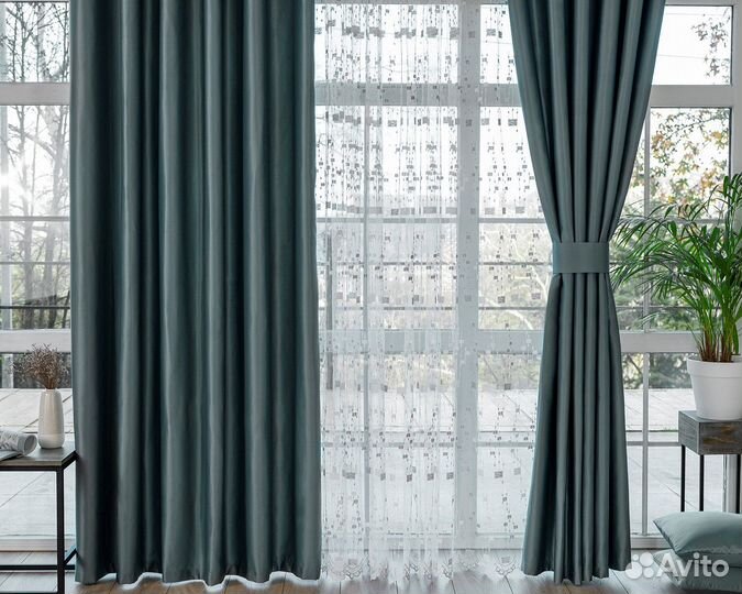 Комплект Шторы и Тюль Адора Базальтовый+Мона