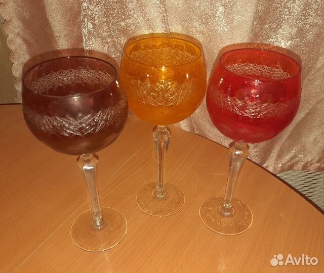 Фужеры цветной хрусталь Германия 60-70гг