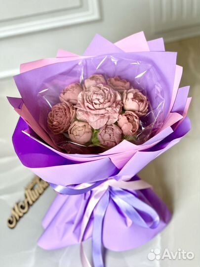 Букет с пионами из шоколада,цветы из шоколада