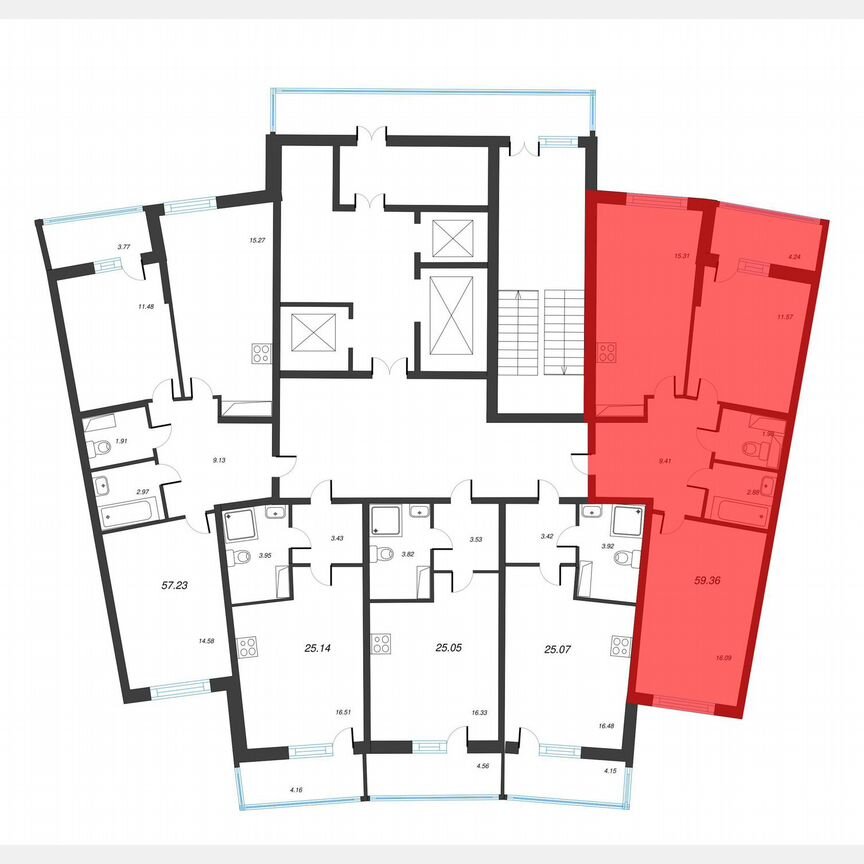 2-к. квартира, 61,5 м², 9/22 эт.