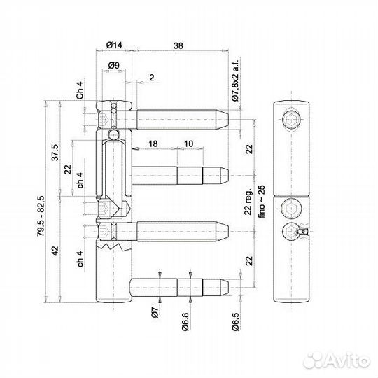 Ввертные петли otlav CG495140H регулируемые, диаме