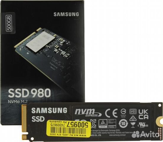 SSD Samsung 980 MZ-V8V500BW (500 Гб, M.2, M.2 PCI