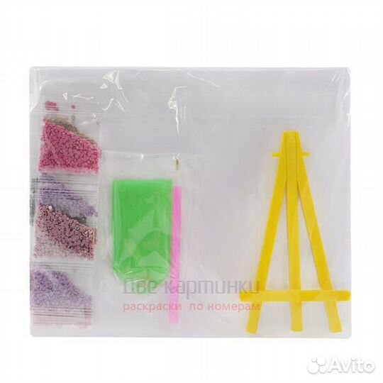 Алмазная мозаика 21x25 Милая девочка с фиолетовыми