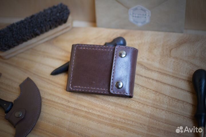 Компактный кошелек из натуральной кожи