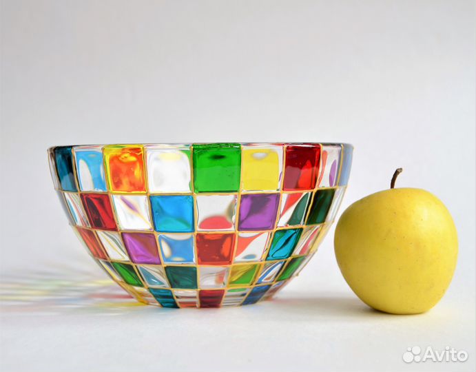 Салатник из цветного стекла, конфетница стеклянная