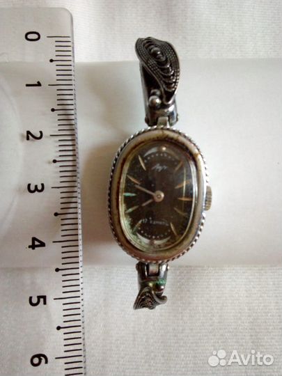 Женские часы Луч,браслет мельхиор, скань, СССР