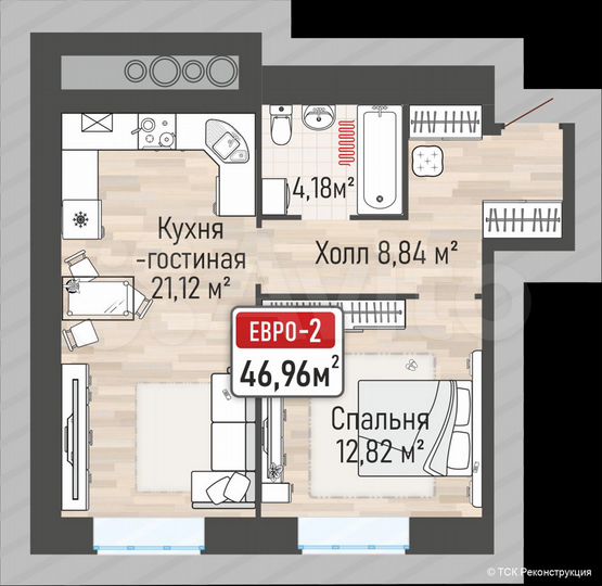 1-к. квартира, 47 м², 1/10 эт.
