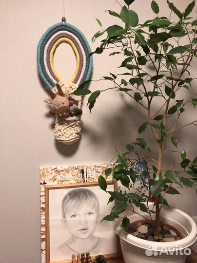 Панно радуга воздушный шар макраме