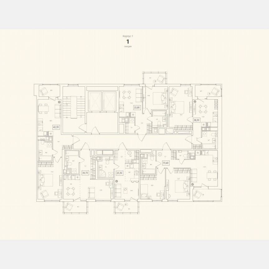 2-к. квартира, 55,4 м², 7/12 эт.