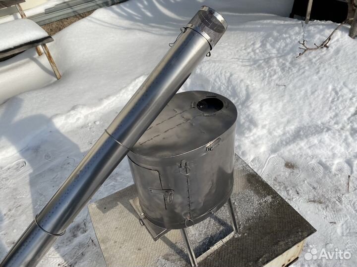 Печь титановая складная для палатки бочонок