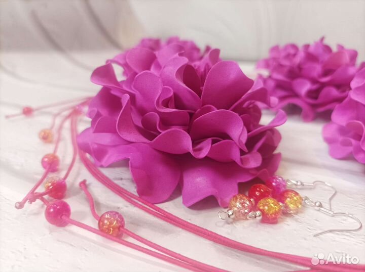 Цветок чокер заколка брошь из фоамирана