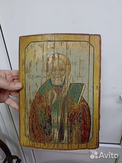 Икона старинная Николай Чудотворец