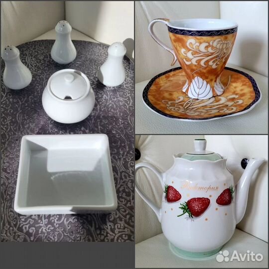 Фарфор: чайная пара Ansin, набор, чайник СССР