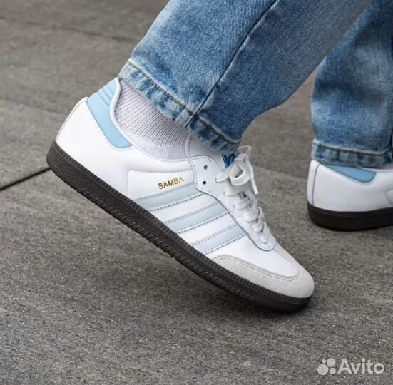 Adidas Samba Og White Blue Halo Powder Sky Blue